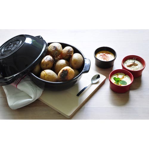 Emile Henry Bread & Potato Pot In Charcoal
