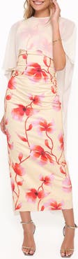 Petal & Pup Tamzyn Floral Sleeveless Stretch Cotton Dress & Chiffon Cape Set