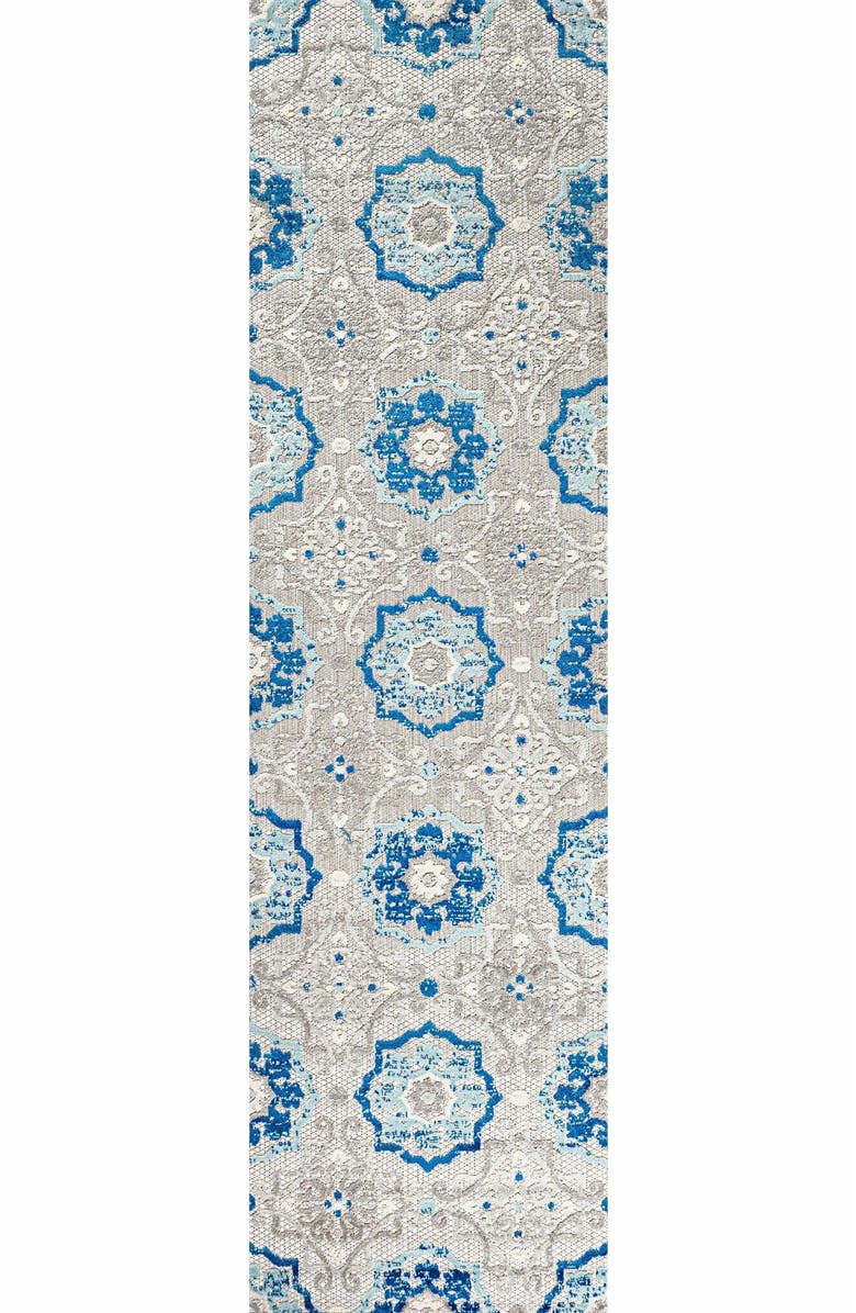 JONATHAN Y Mediterranean Medallion Indoor/Outdoor Area Rug, Alternate, color, Blue/Gray