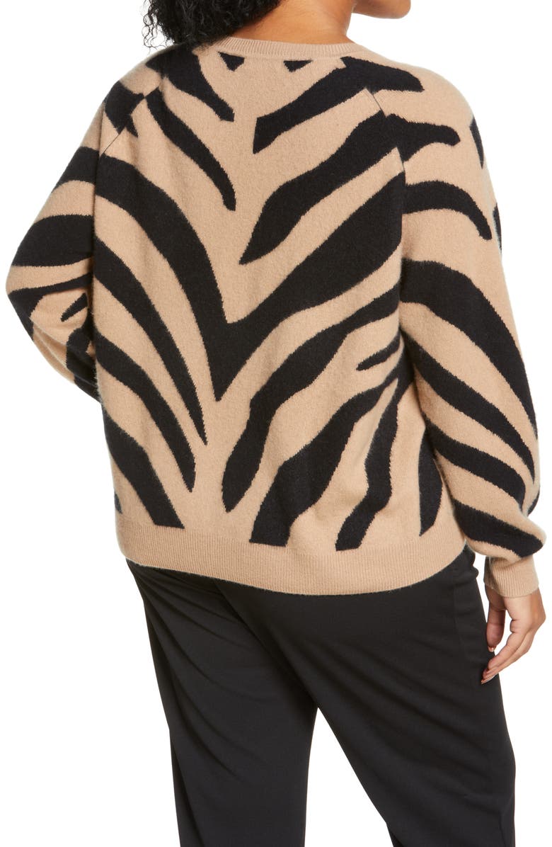 Nordstrom Zebra Pattern Cashmere Sweater, Alternate, color, 