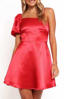 Petal & Pup Brexley Asymmetric Sleeve Satin Minidress
