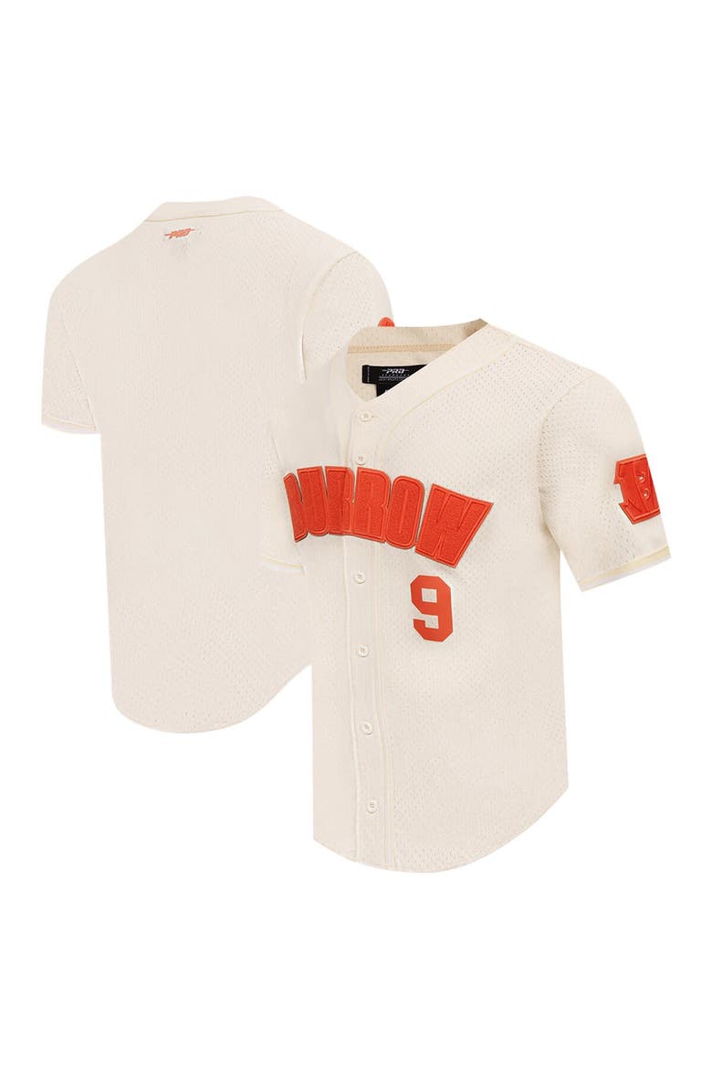 Men's Pro Standard Joe Burrow Cream Cincinnati Bengals Name & Number Triple Tonal Button-Up Baseball Jersey, Main, color, Cream