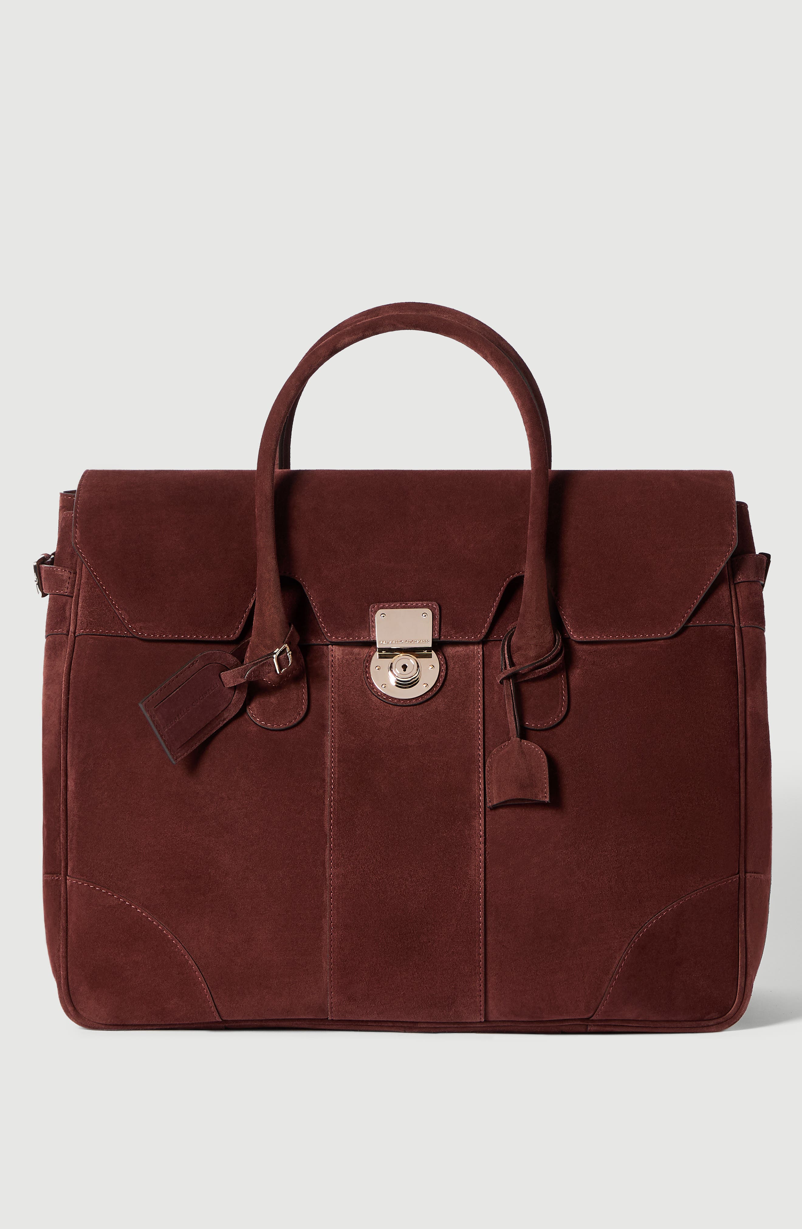 Brunello Cucinelli Suede boston bag, Main, color, Burgundy