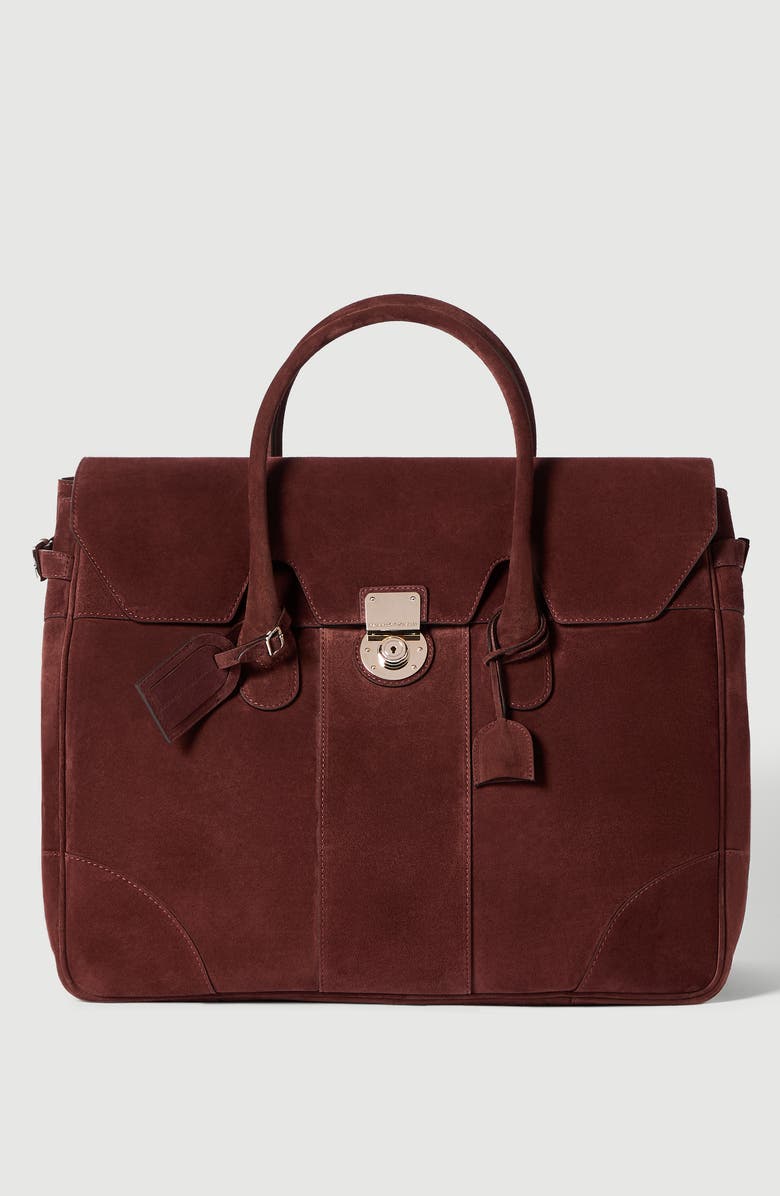 Brunello Cucinelli Suede boston bag, Main, color, Burgundy