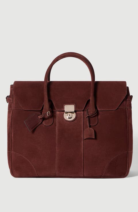 Suede boston bag