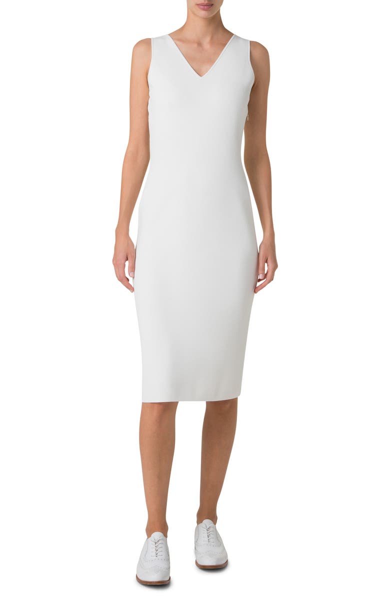 Akris Sleeveless Sheath Dress, Main, color, Ecru