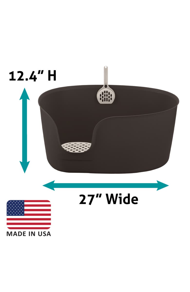 Richell PAW TRAX High Wall Cat Litter Box XL, High Sides Cat Litter Box w/Scoop, Alternate, color, 