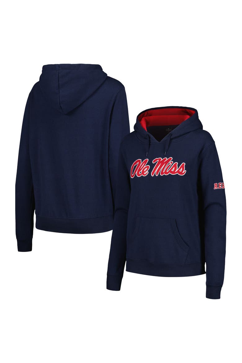 Women's Stadium Athletic Navy Ole Miss Rebels Big Logo Pullover Hoodie, Main, color, Navy