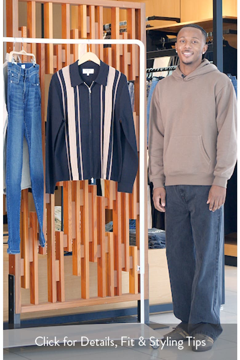 Lennox Stripe Cotton & Cashmere Zip-Up Shirt video