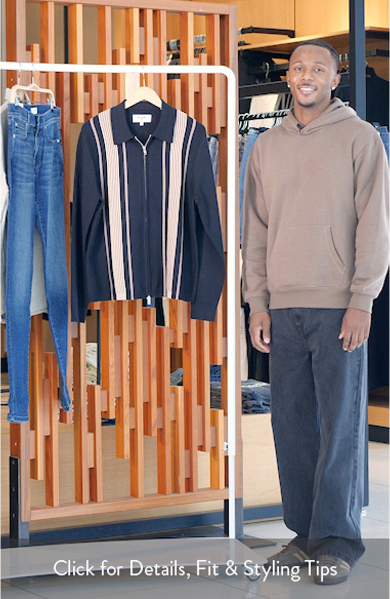 Lennox Stripe Cotton & Cashmere Zip-Up Shirt, sales video thumbnail