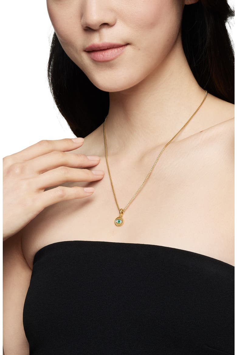 Evil Eye Amulet in 18K Yellow Gold with Pavé Emerald and Diamonds, Alternate, color, EMERALD/ YELLOW GOLD