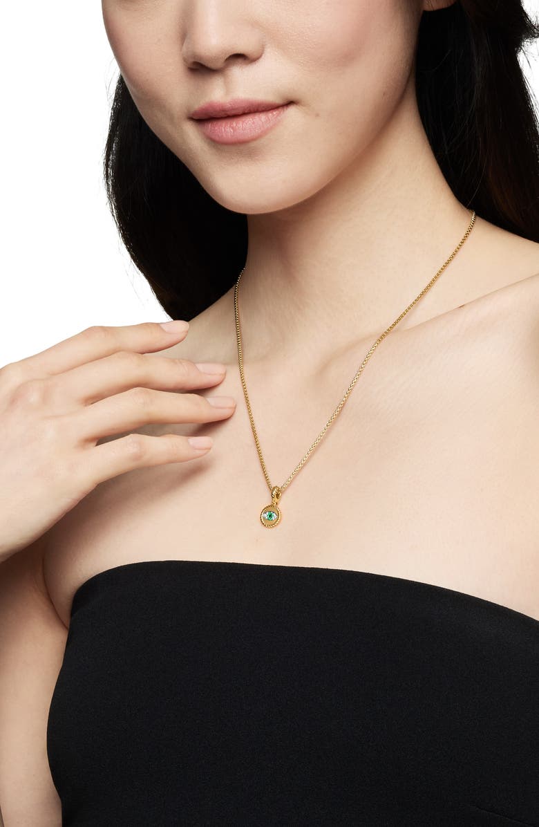 David Yurman Evil Eye Amulet in 18K Yellow Gold with Pavé Emerald and Diamonds, Alternate, color, Emerald/ Yellow Gold
