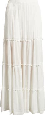 BP. Tiered Linen Blend Crinkled Gauze Maxi Skirt