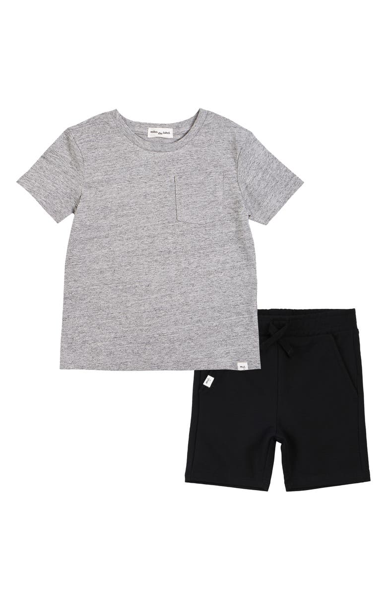 MILES THE LABEL Basics Cotton T-Shirt & Shorts Set, Main, color, Black