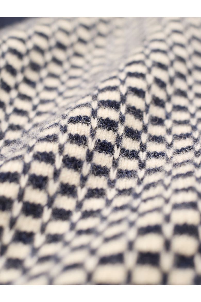 Micro Check Funnel Neck Sweater, Alternate, color, Navy / Ecru