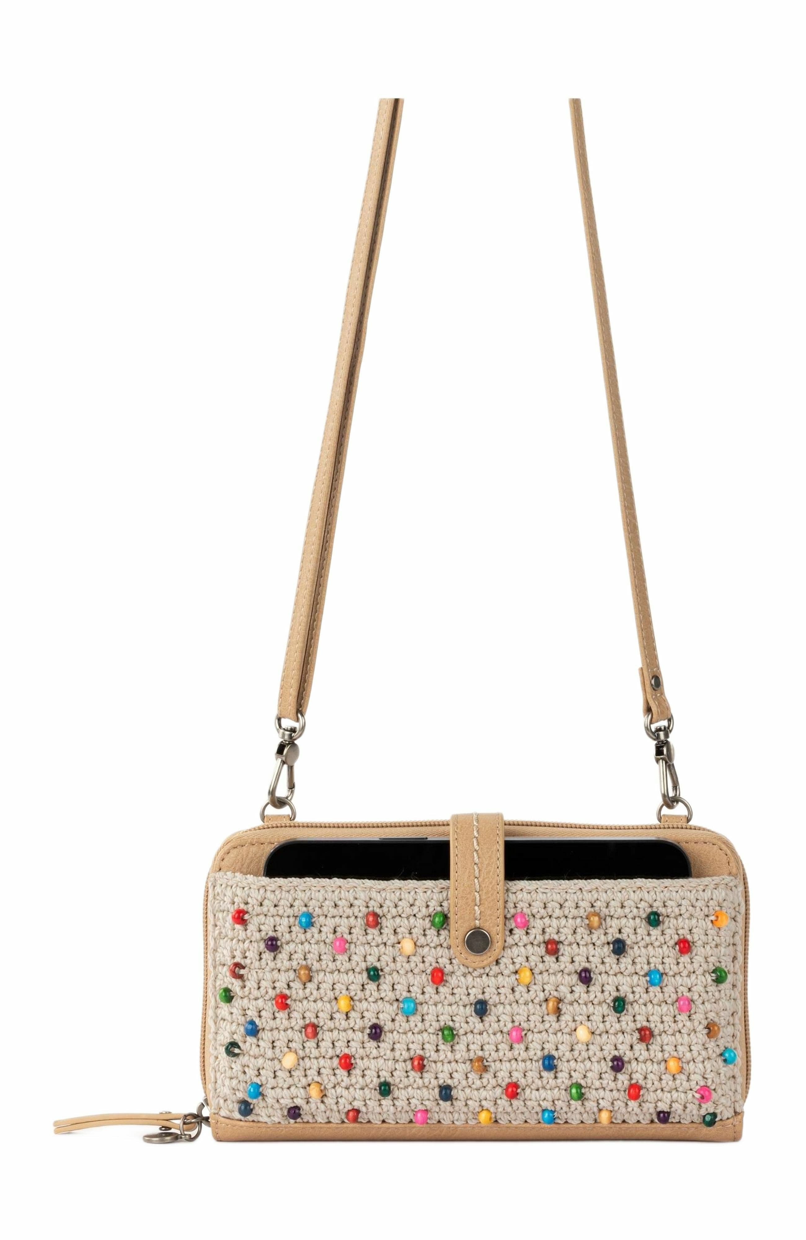 The Sak Iris Smartphone Crossbody Bag, Alternate, color, Ecru Multi Beads Full