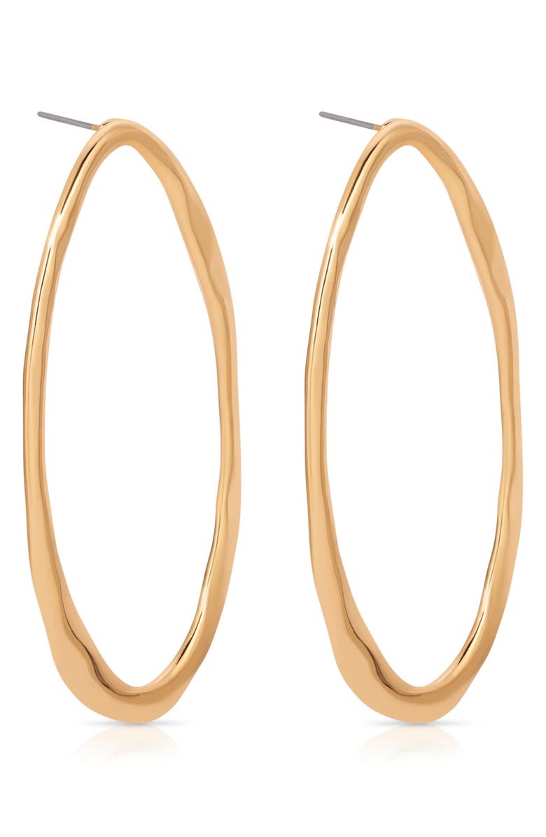 Ettika Hammered Oval Frontal Hoop Earrings, Alternate, color,