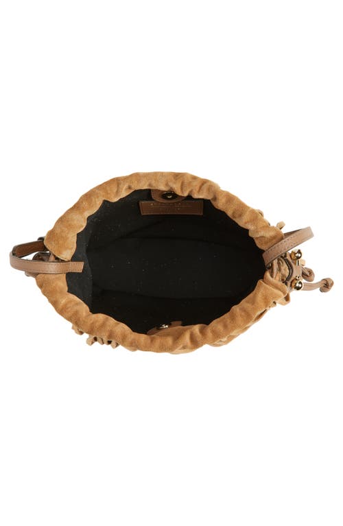 Strathberry X Cinq À Sept Drawstring Fringe Suede Crossbody Bag In Brown