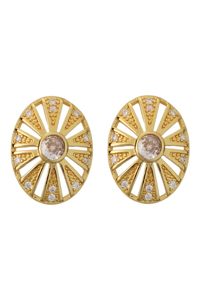 Crystal Starburst Oval Stud Earrings, Main, color, GOLD