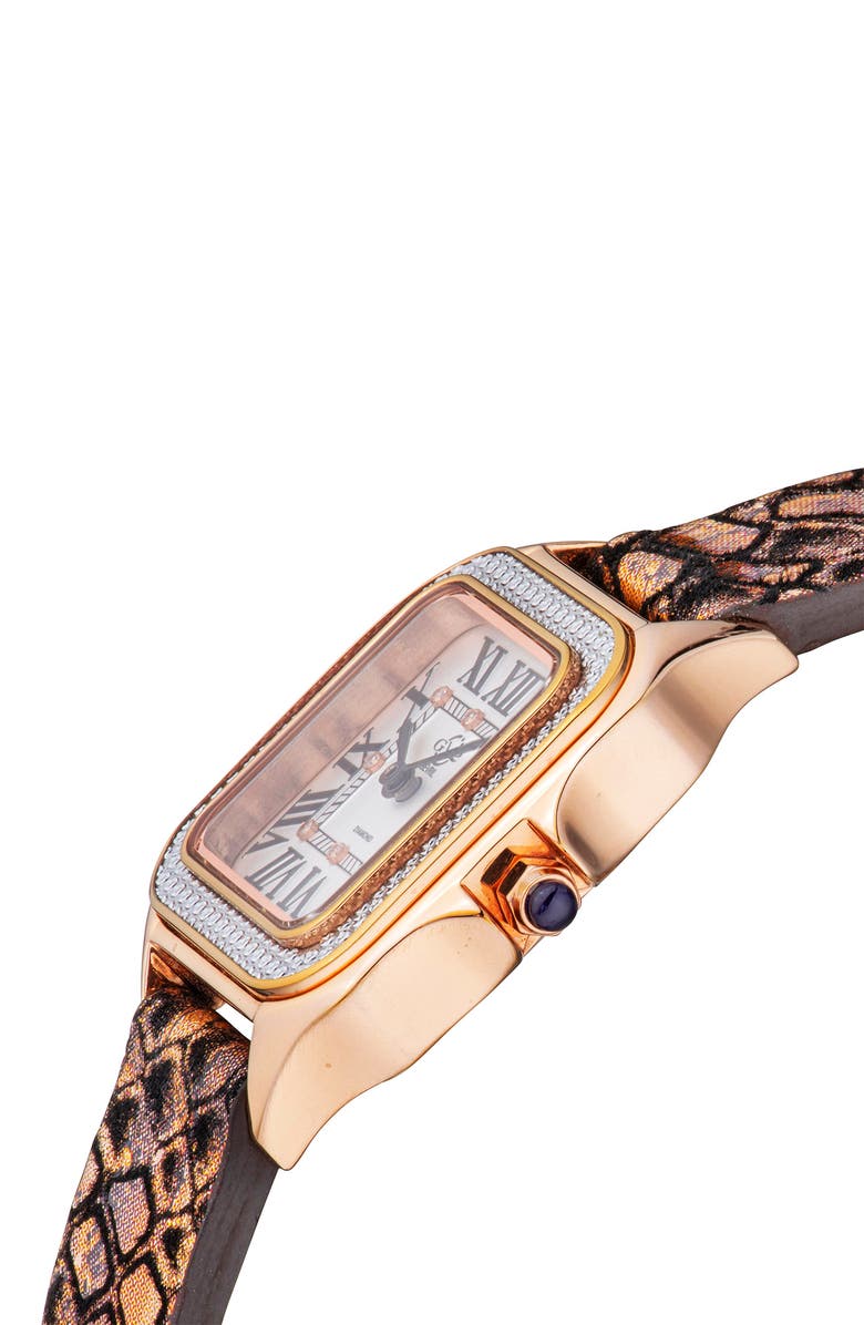GEVRIL Women's Milan Diamond Swiss Quartz Embossed Leather Strap Watch, 27.5mm - 0.038 ctw, Alternate, color, 
