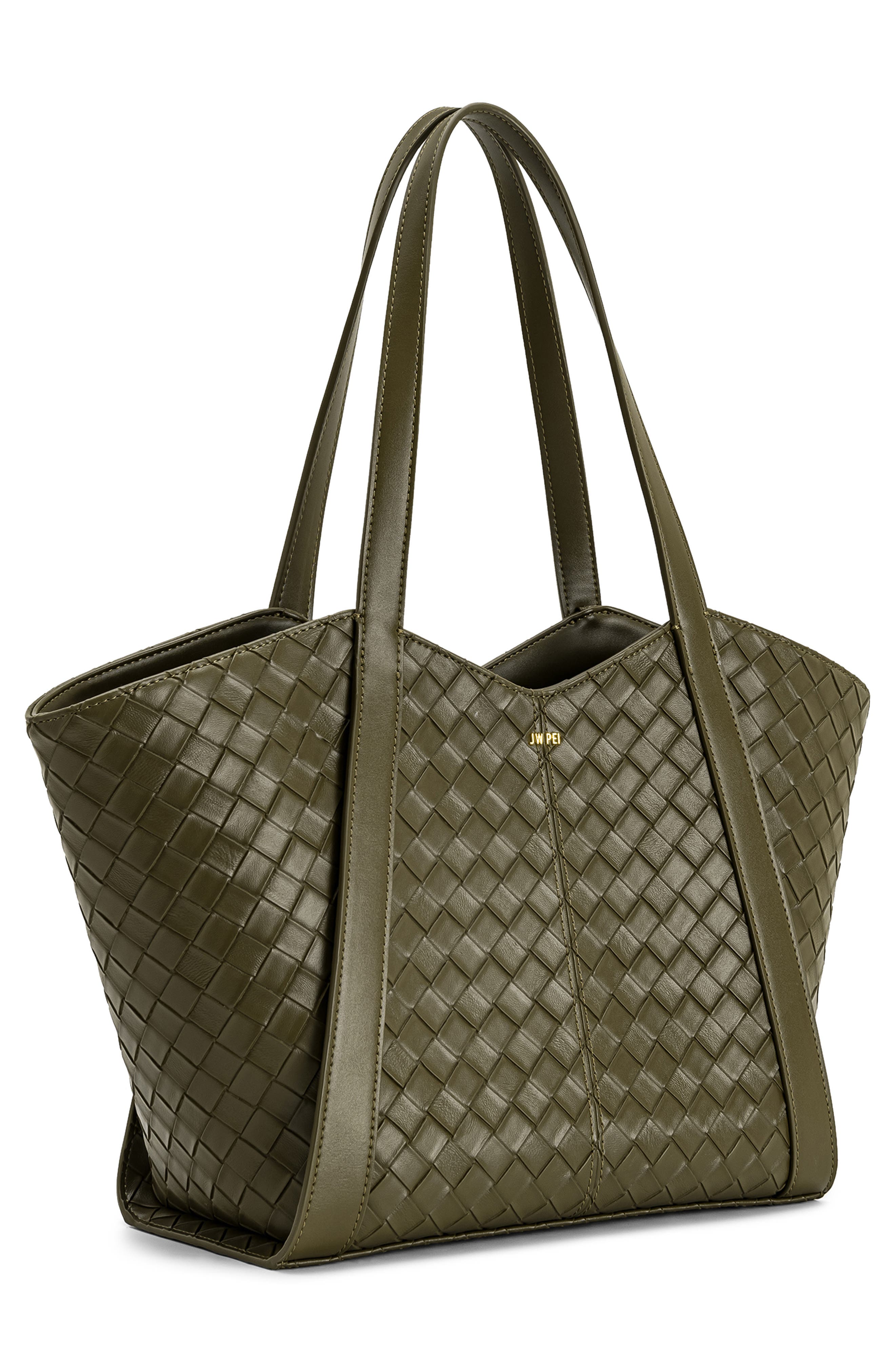Large Kiana Woven Tote, Alternate, color, DARK OLIVE