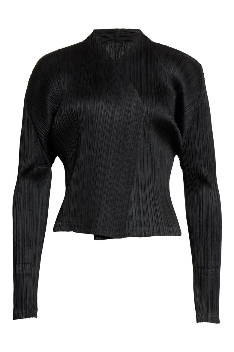 Monthly Colors December Pleated Cardigan, Alternate, color, BLACK