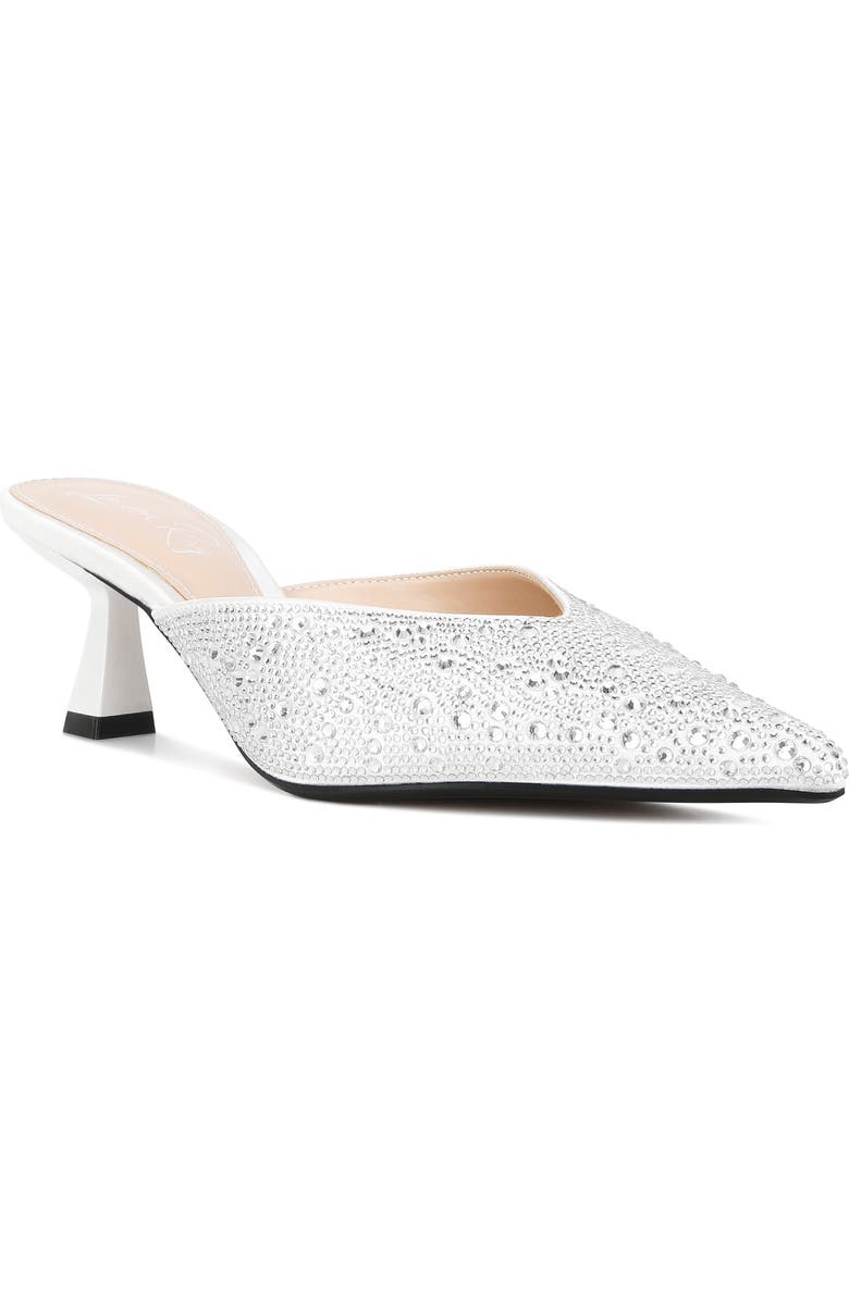 LONDON RAG Aldora Rhinestone Kitten Heel Mule, Main, color, White