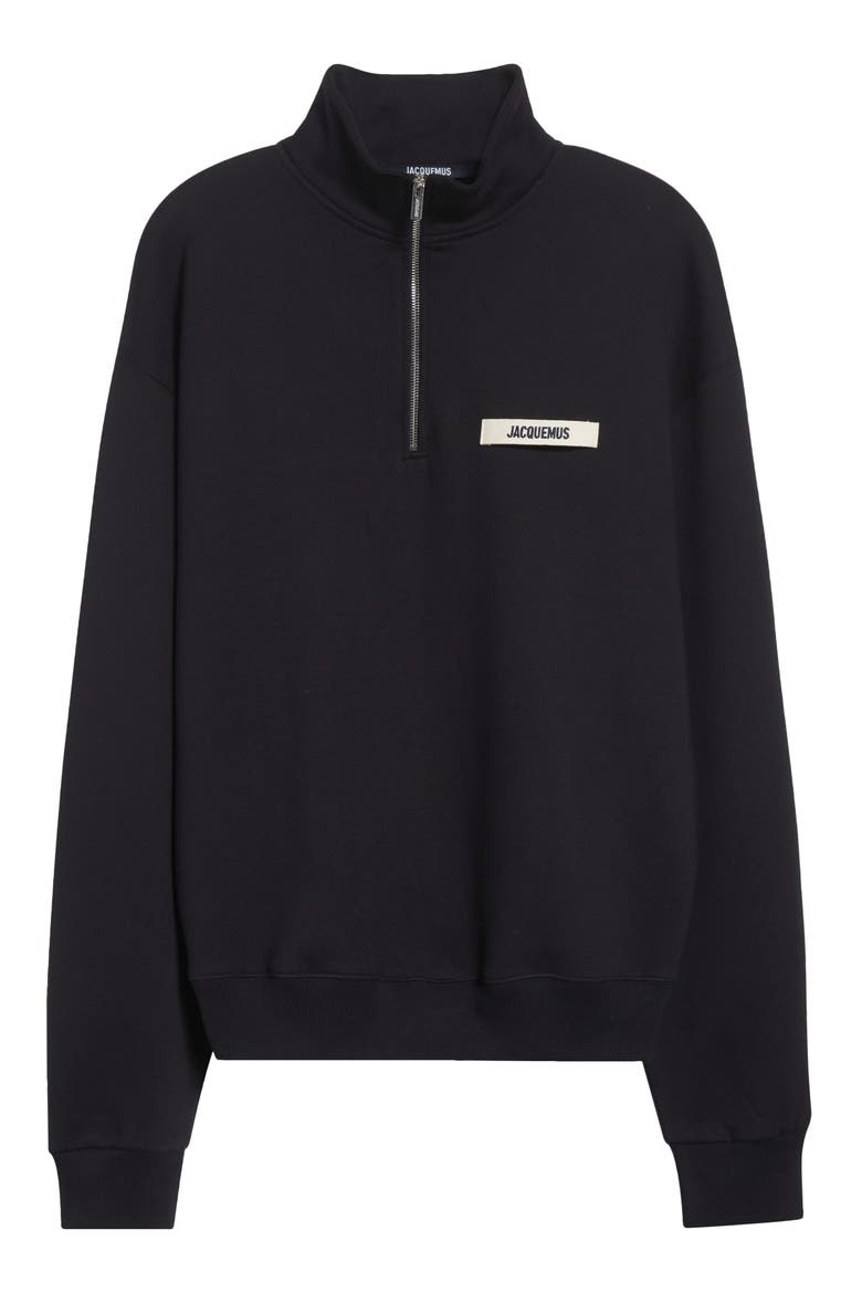 Le Camionneur Gros Grain Half Zip Fleece Sweatshirt, Alternate, color, BLACK