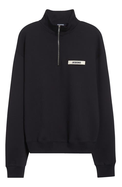 Jacquemus Le Camionneur Gros Grain Half Zip Fleece Sweatshirt In Black