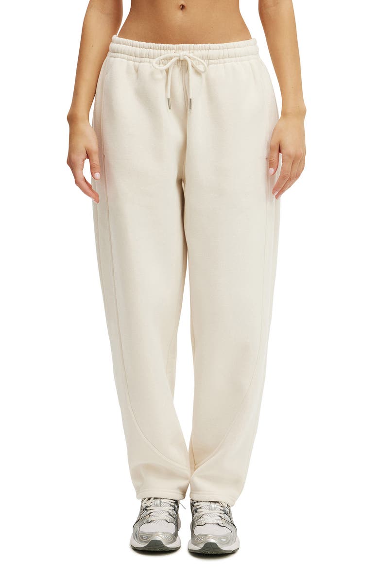 COTTON ON BODY Women's Active Plush Essential Barrel Sweatpant, Main, color, Coconut Milk