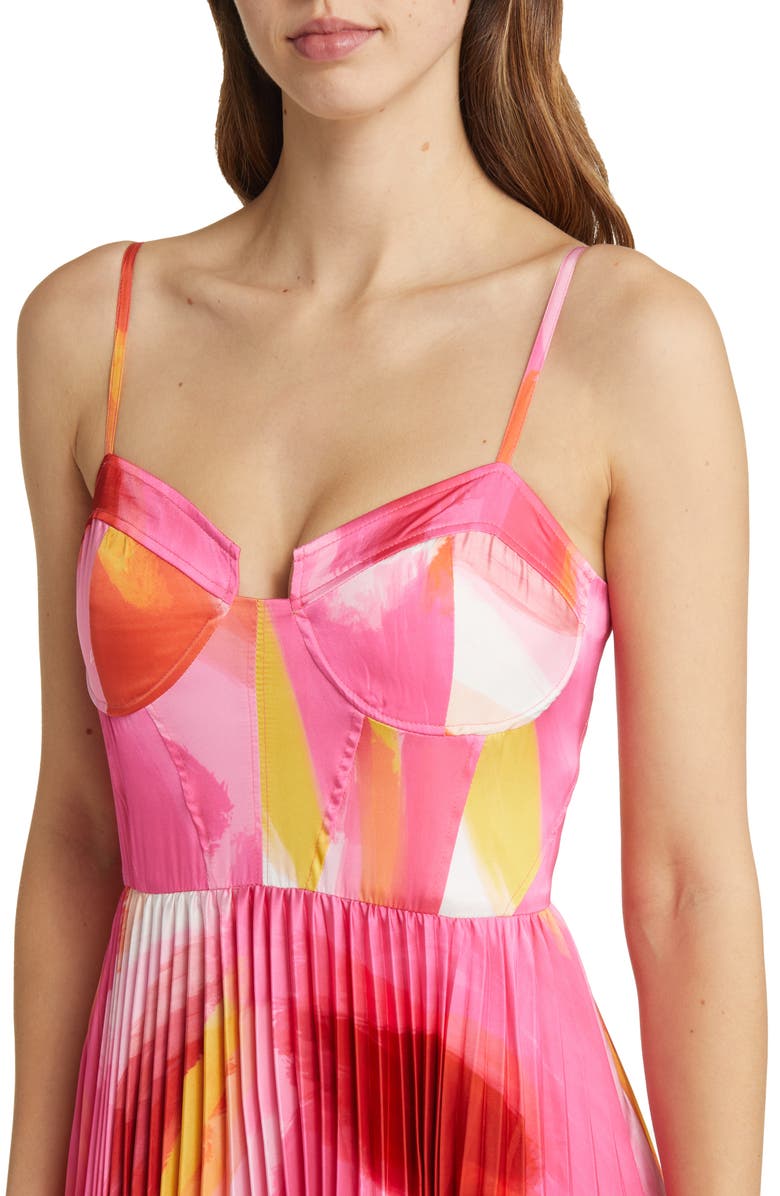 Hutch Mali Bustier Pleated Satin Gown, Alternate, color,