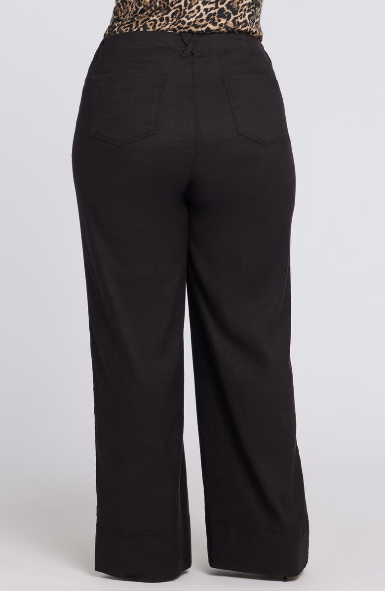 NYDJ Linen Blend Wide Leg Pants, Alternate, color, Black