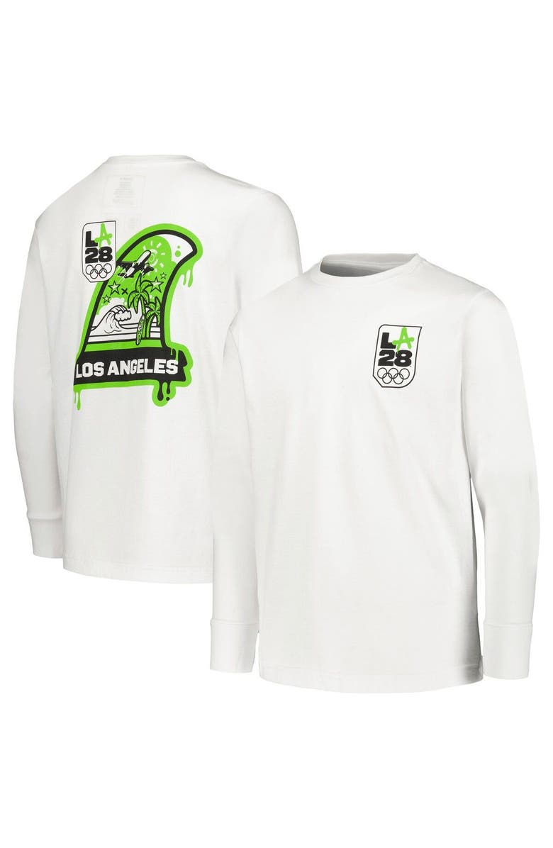 Outerstuff Youth White LA28 Summer Olympics Long Sleeve T-Shirt, Main, color, White