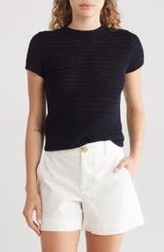 Vince Cotton Crochet Crewneck T-Shirt
