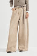 Brunello Cucinelli Authentic denim wide trousers with monili