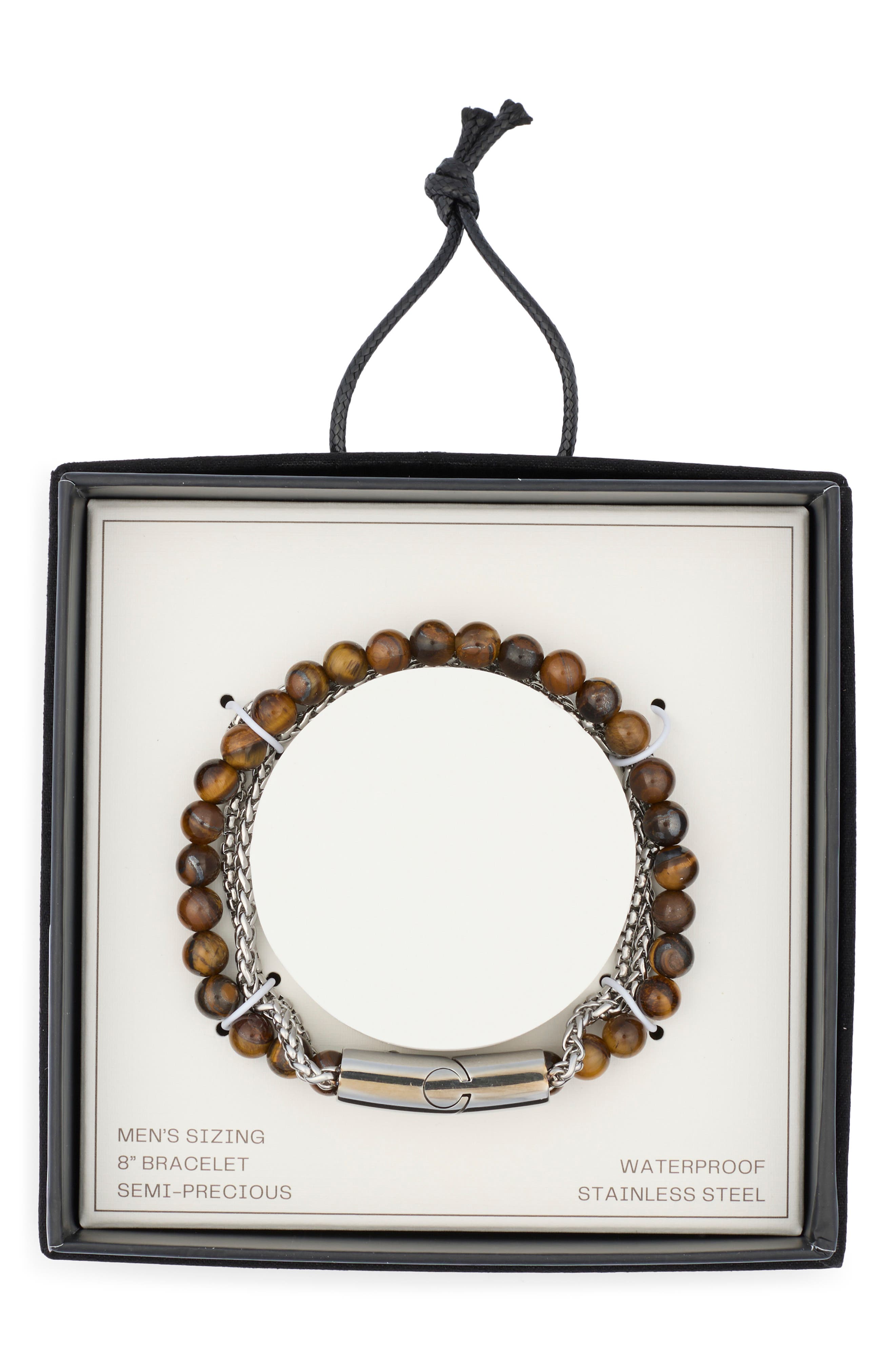NORDSTROM RACK Men's Stone Bead & Chain Bracelet