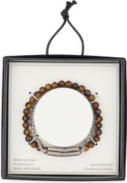 NORDSTROM RACK Men's Stone Bead & Chain Bracelet
