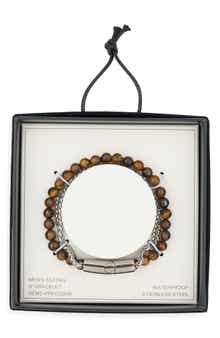 NORDSTROM RACK Men's Stone Bead & Chain Bracelet