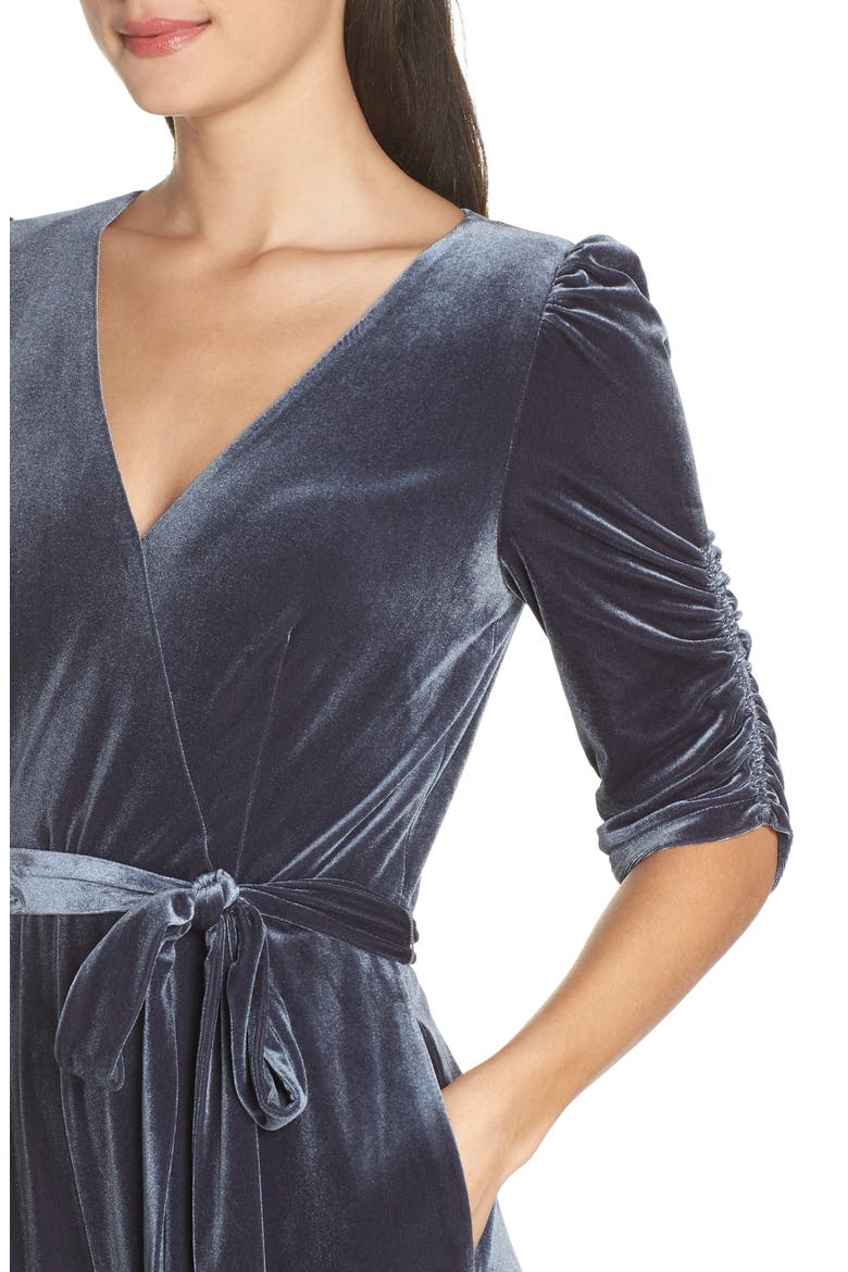 Velvet Culotte Jumpsuit, Alternate, color, GREY PHANTOM