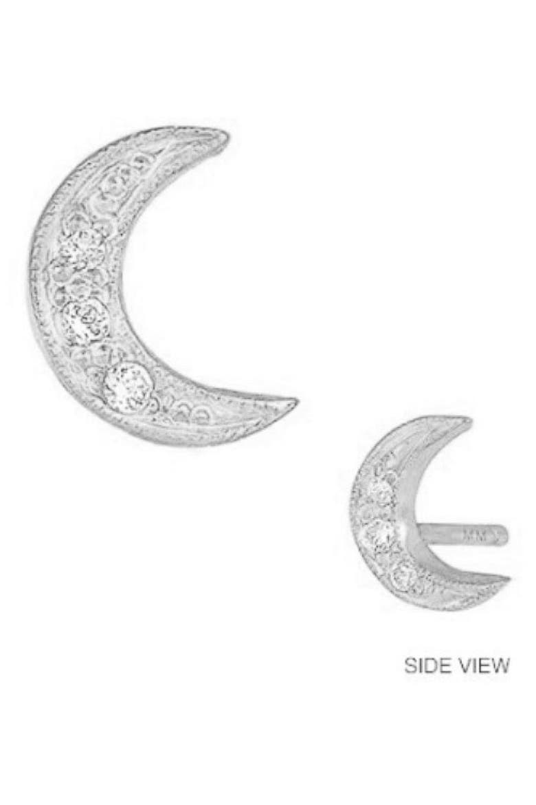 Diamond Icon Crescent Moon Earring, Main, color, WHITE GOLD