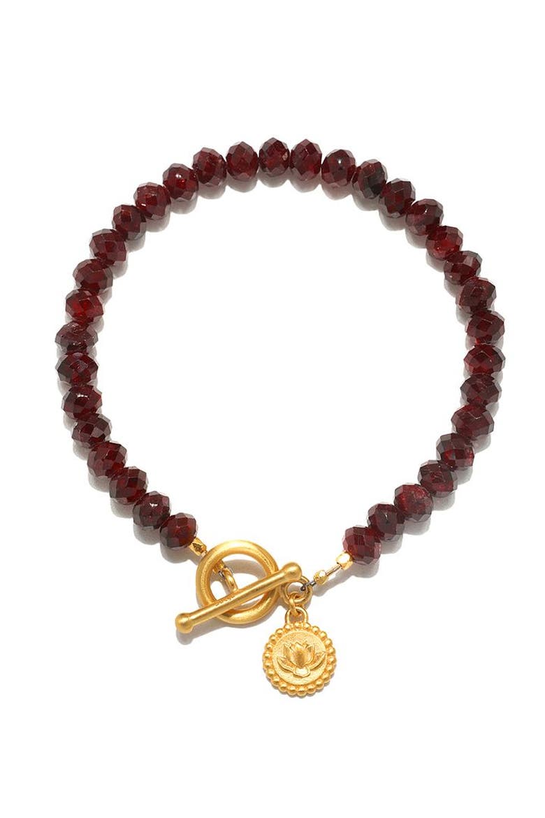 Garnet lotus toggle bracelet, Main, color, Red