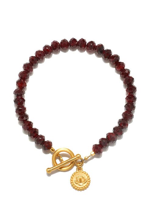 Garnet lotus toggle bracelet