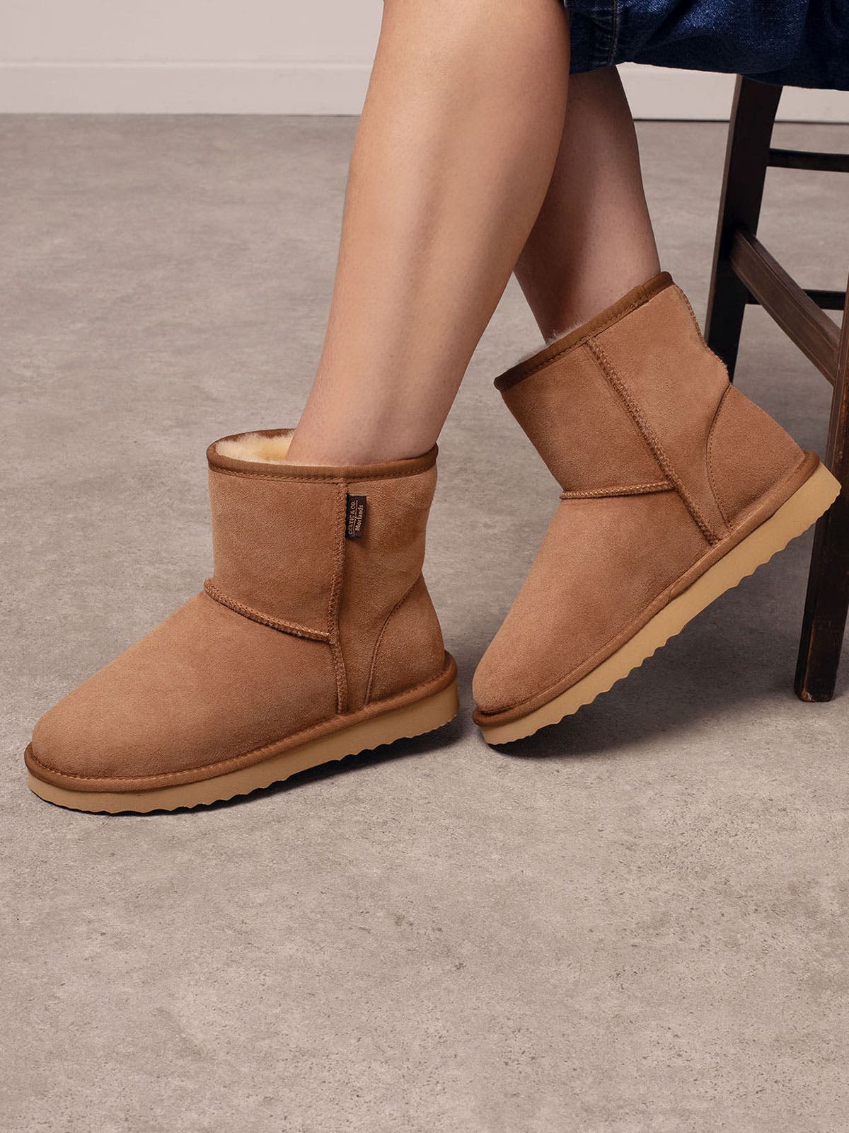 Celtic & Co. Sheepskin Bootee Slippers, Alternate, color, Chestnut