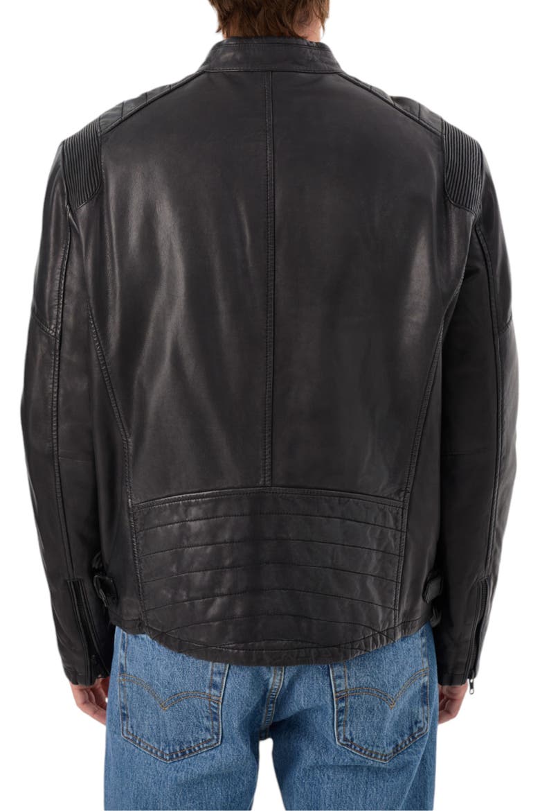Leather Moto Jacket, Alternate, color, BLACK