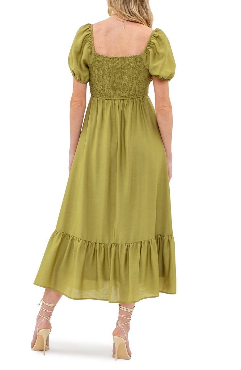 AUGUST SKY Square Neck Midi Dress, Alternate, color, Light Olive