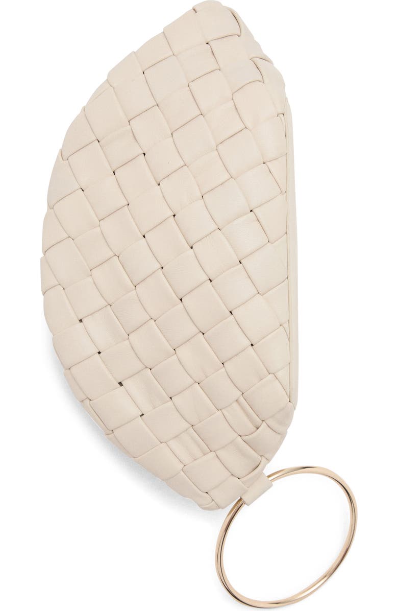 MANGO Woven Leather Clutch, Alternate, color, Off White