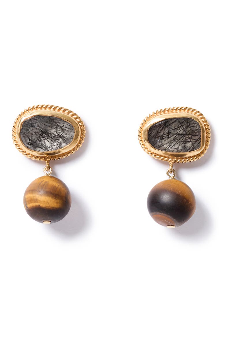 Horizon Rutilated Quartz Drop Earrings, Main, color, BLK RTLD QTZ