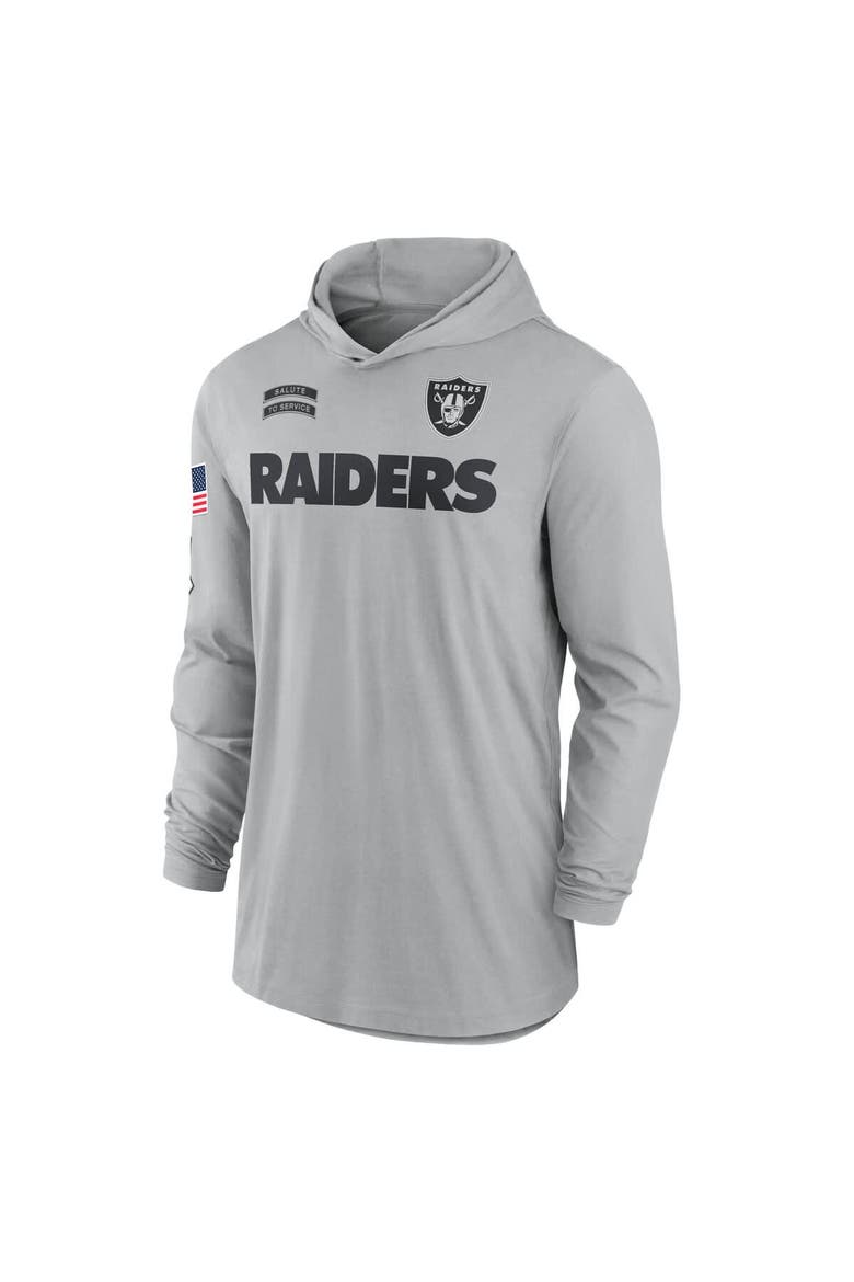 Men's Nike Gray Las Vegas Raiders 2024 Salute to Service Lightweight Performance Long Sleeve Hooded T-Shirt, Alternate, color, Gray