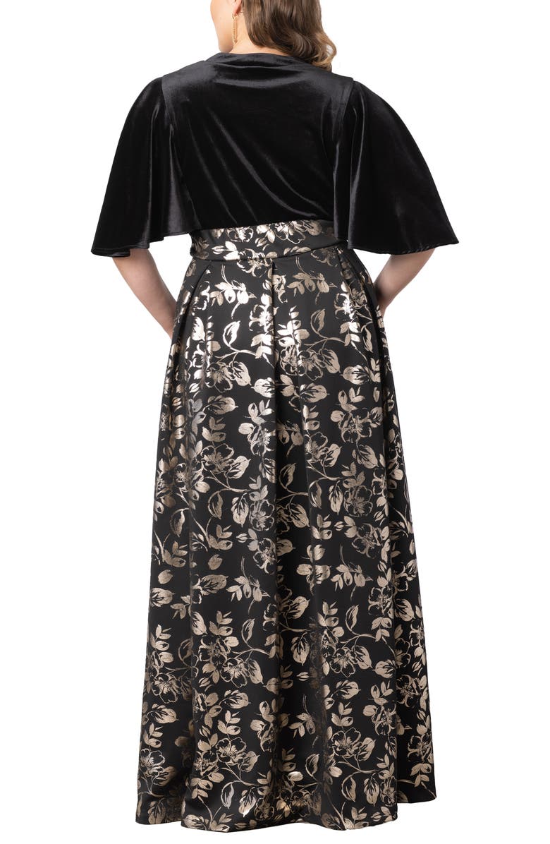 Kiyonna Radiant Opulence Mixed Media Ballgown, Alternate, color, Gilded Noir