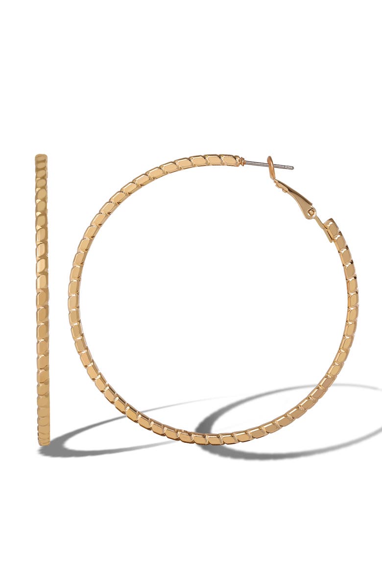 JS Jessica Simpson Textured Omega Gold-Tone Large Hoop Earrings, Alternate, color, Gold